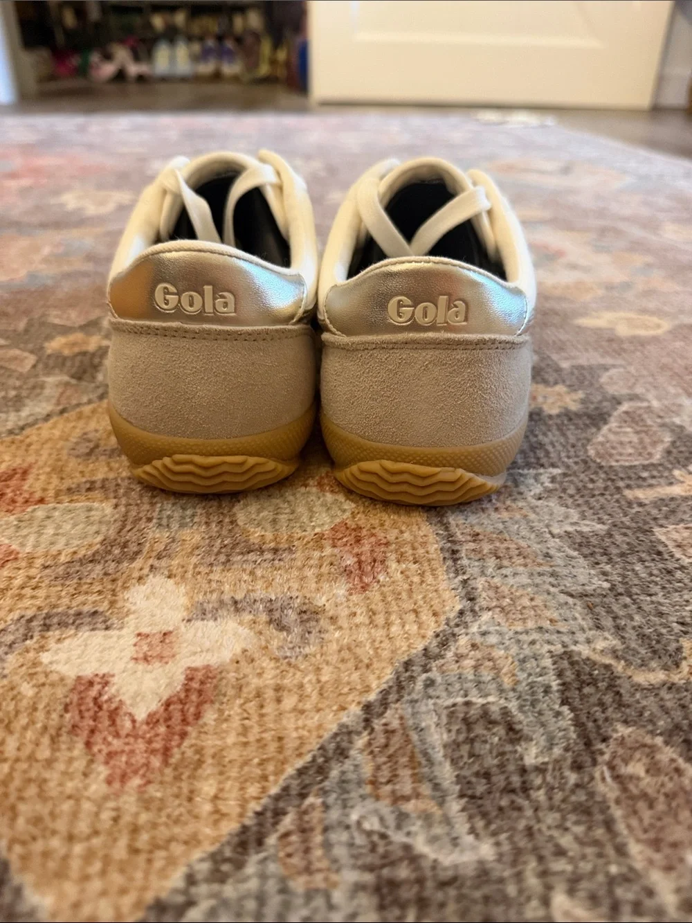 Gola Women's White and Tan Canvas Trainer